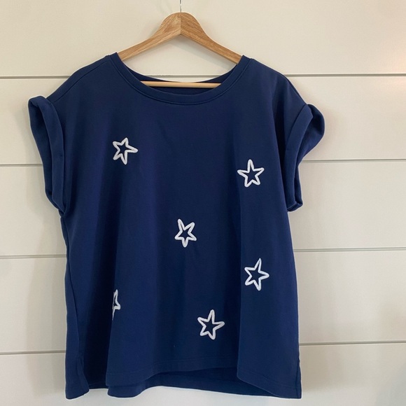 Lou & Grey Tops - Lou & Grey Star Cozy Cotton Terry Sweatshirt Tee